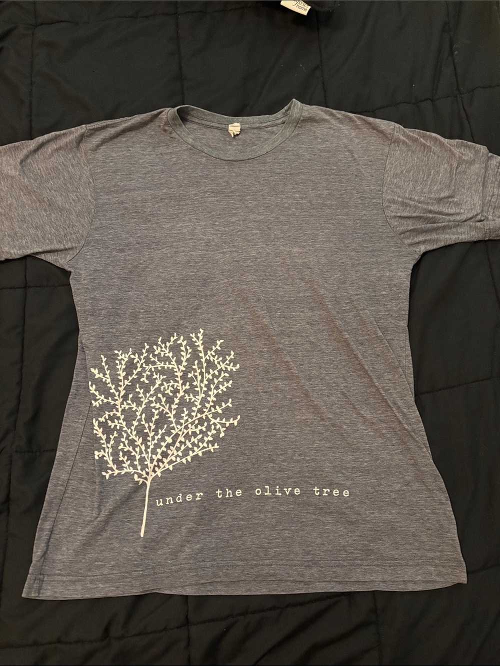Under the Olive Tree Heather Gray Graphic Tee size medium